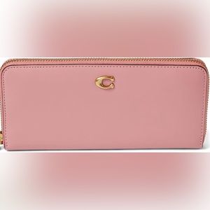 Coach Leather Continental Wallet Wristlet Bubblegum